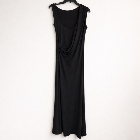 Marcella NYC Laurel Gown Dress Asymmetrical European Stretch Jersey XL Black - Picture 10 of 15
